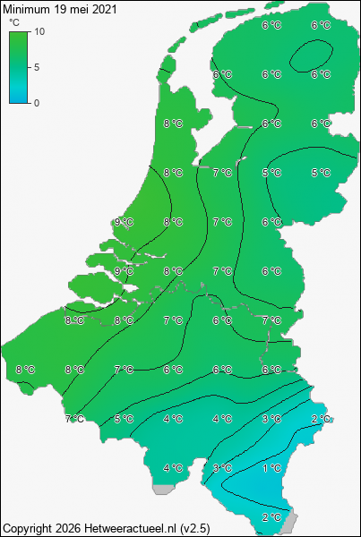 Minimum temperatuur 19 mei 2021