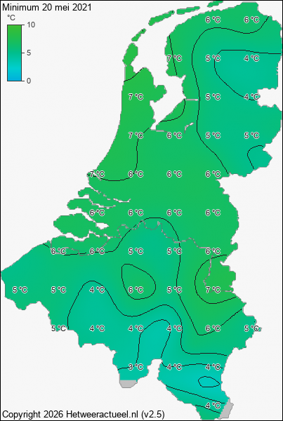 Minimum temperatuur 20 mei 2021