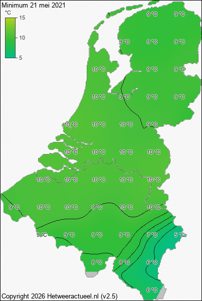 Minimum temperatuur 21 mei 2021