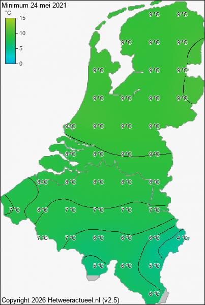 Minimum temperatuur 24 mei 2021