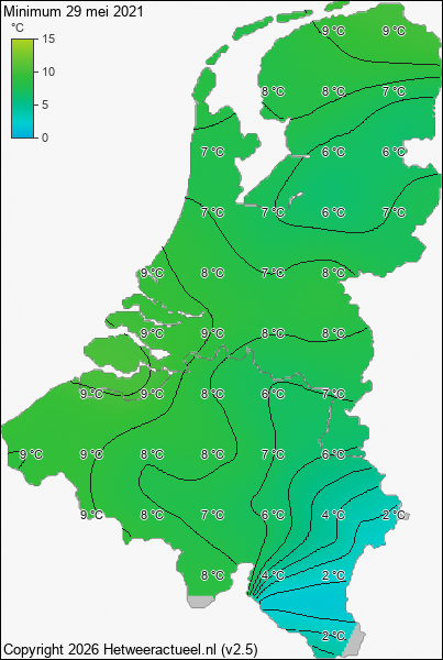 Minimum temperatuur 29 mei 2021
