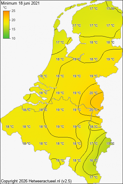 Minimum temperatuur 18 juni 2021