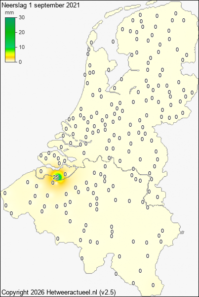 Neerslag 1 september 2021