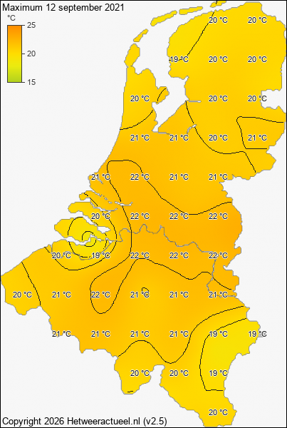 Maximum temperatuur 12 september 2021