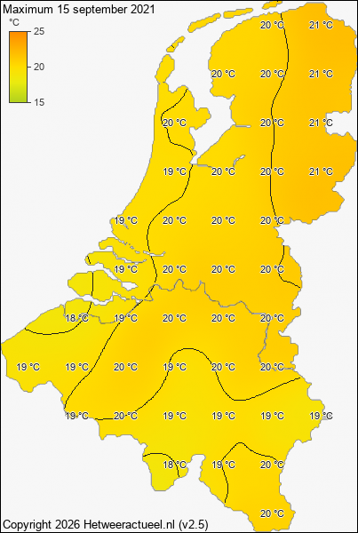 Maximum temperatuur 15 september 2021