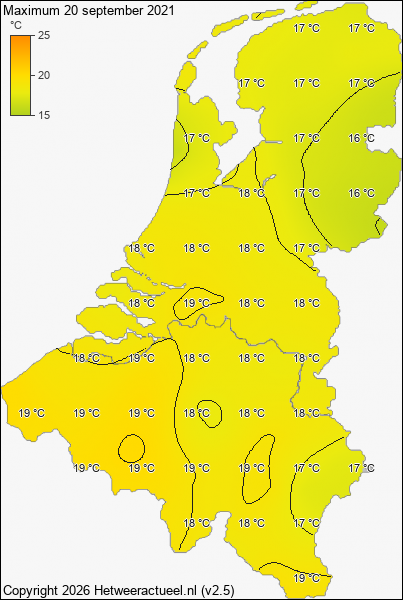 Maximum temperatuur 20 september 2021