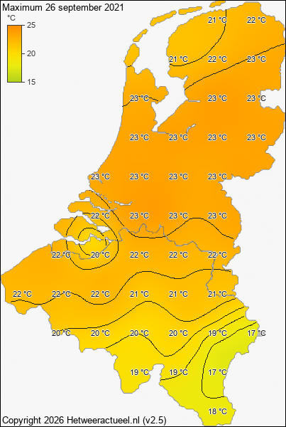 Maximum temperatuur 26 september 2021
