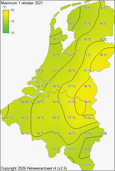 Maximum temperatuur 1 oktober 2021