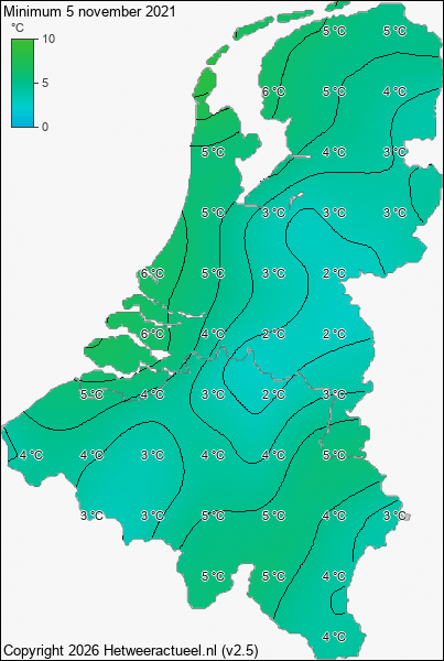 Minimum temperatuur 5 november 2021
