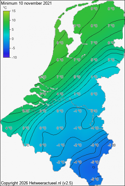 Minimum temperatuur 10 november 2021