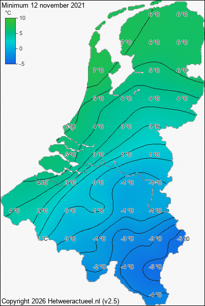 Minimum temperatuur 12 november 2021