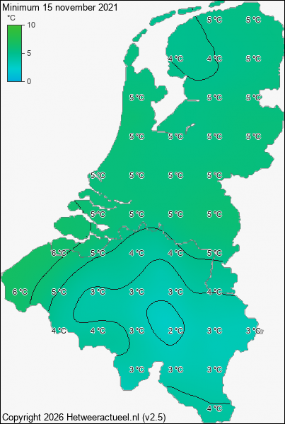 Minimum temperatuur 15 november 2021