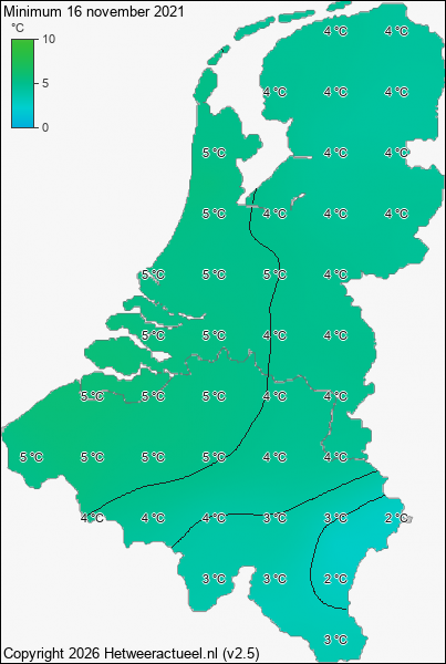 Minimum temperatuur 16 november 2021