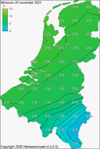 Minimum temperatuur 20 november 2021