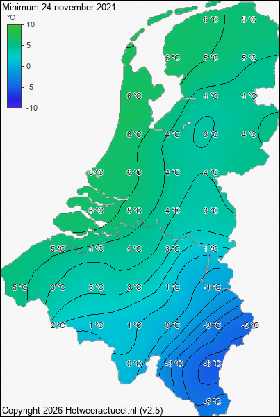 Minimum temperatuur 24 november 2021