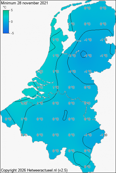 Minimum temperatuur 28 november 2021