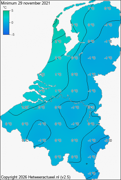 Minimum temperatuur 29 november 2021