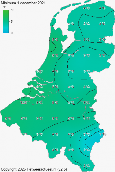Minimum temperatuur 1 december 2021