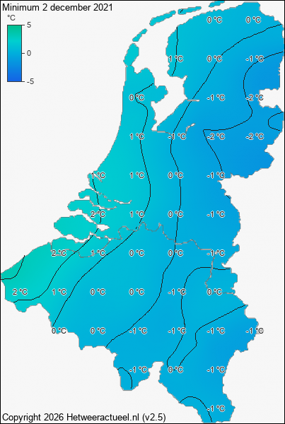 Minimum temperatuur 2 december 2021