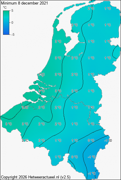 Minimum temperatuur 8 december 2021