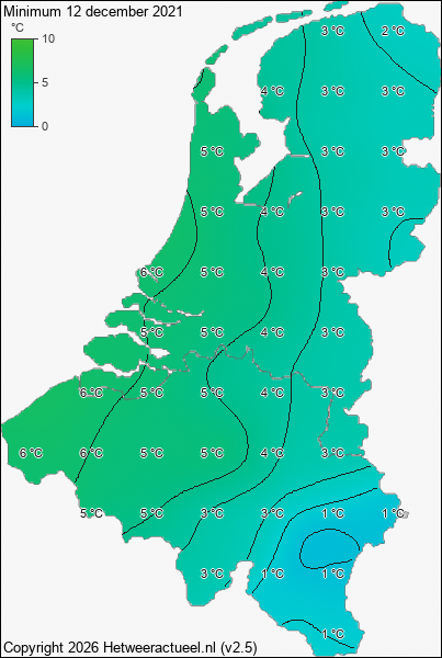 Minimum temperatuur 12 december 2021
