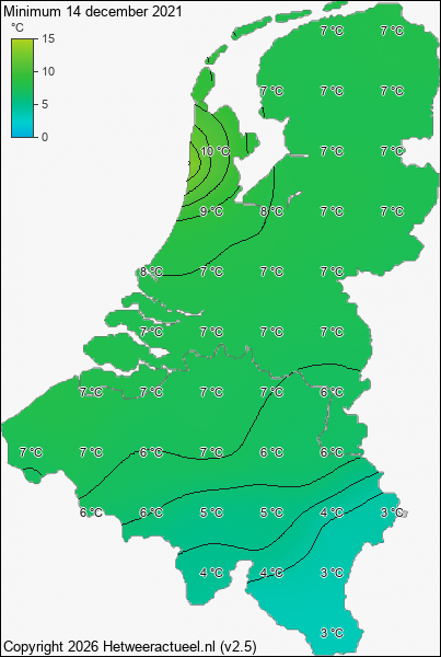 Minimum temperatuur 14 december 2021
