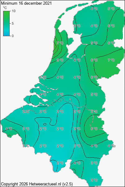 Minimum temperatuur 16 december 2021