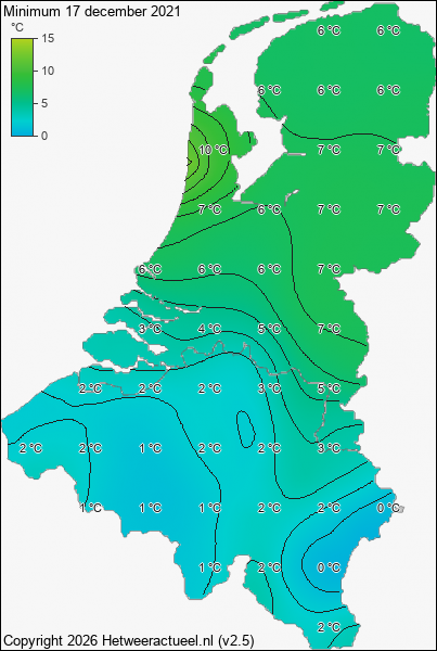 Minimum temperatuur 17 december 2021