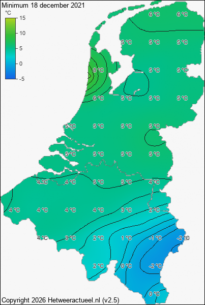 Minimum temperatuur 18 december 2021