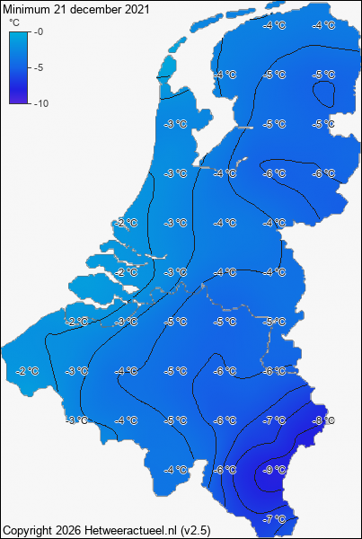 Minimum temperatuur 21 december 2021