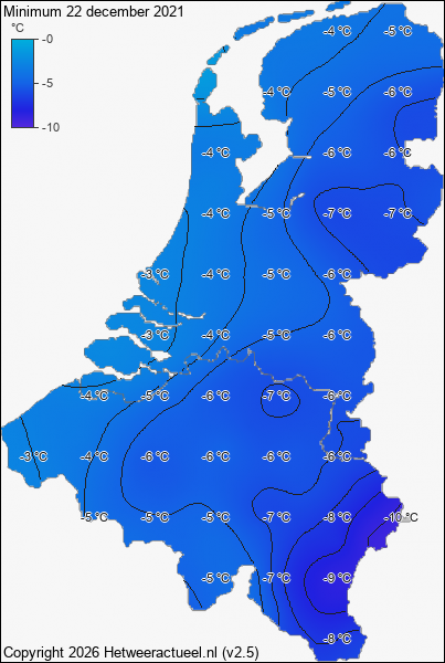 Minimum temperatuur 22 december 2021