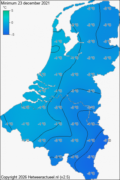 Minimum temperatuur 23 december 2021