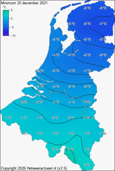 Minimum temperatuur 25 december 2021