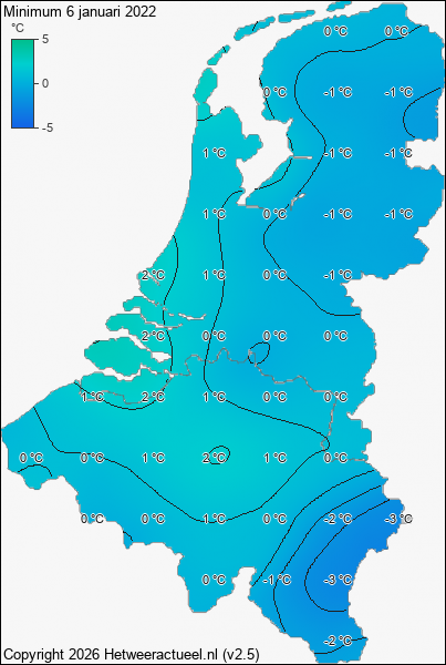 Minimum temperatuur 6 januari 2022