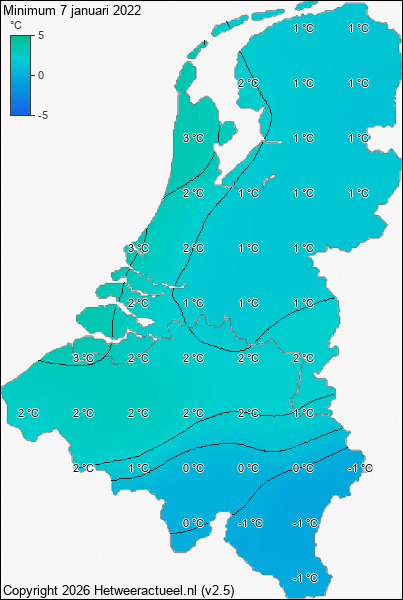 Minimum temperatuur 7 januari 2022