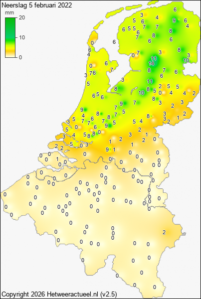 Neerslag 5 februari 2022
