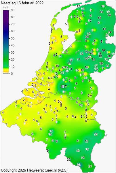 Neerslag 16 februari 2022