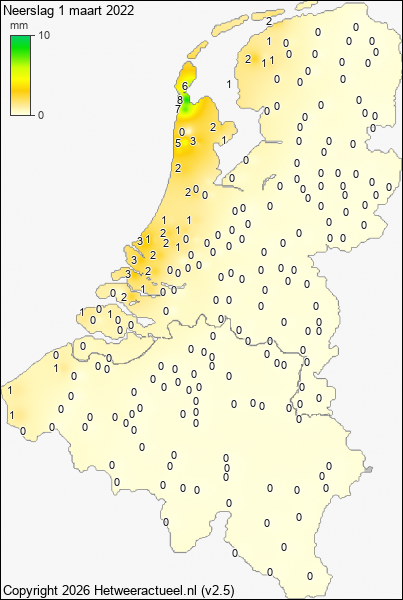 Neerslag 1 maart 2022