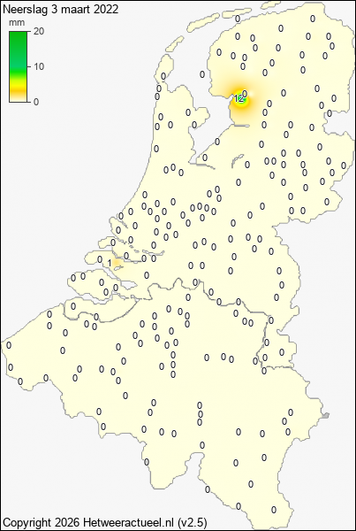 Neerslag 3 maart 2022