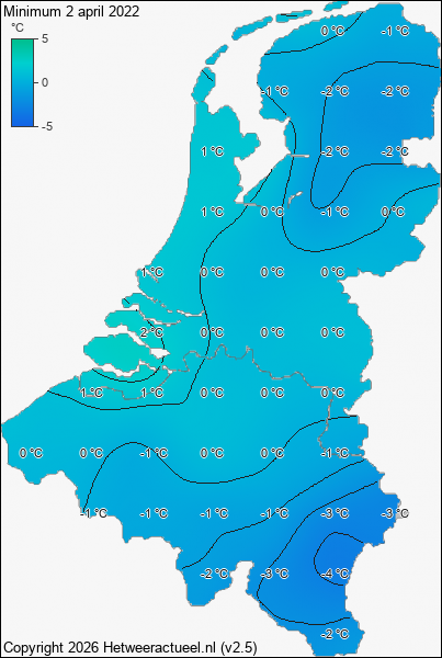 Minimum temperatuur 2 april 2022