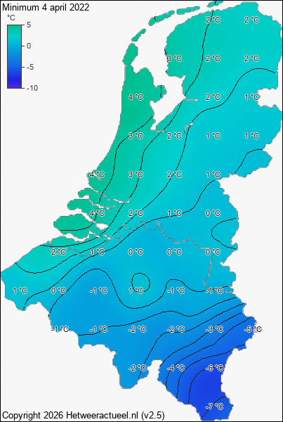 Minimum temperatuur 4 april 2022