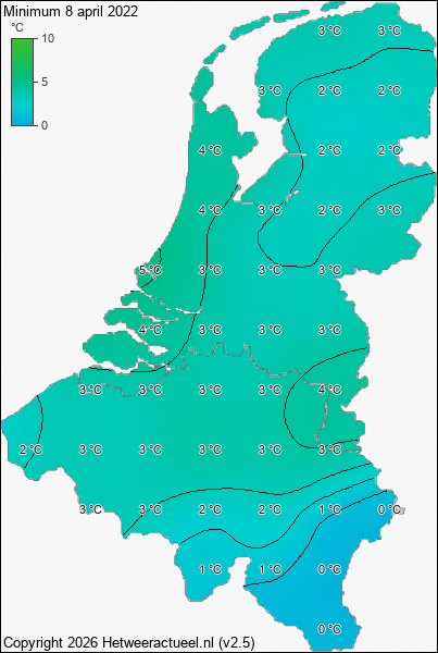 Minimum temperatuur 8 april 2022