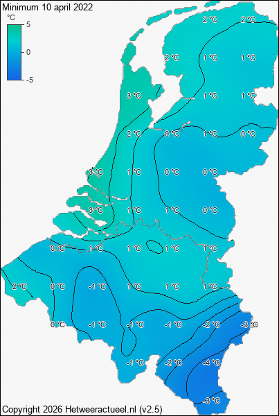 Minimum temperatuur 10 april 2022