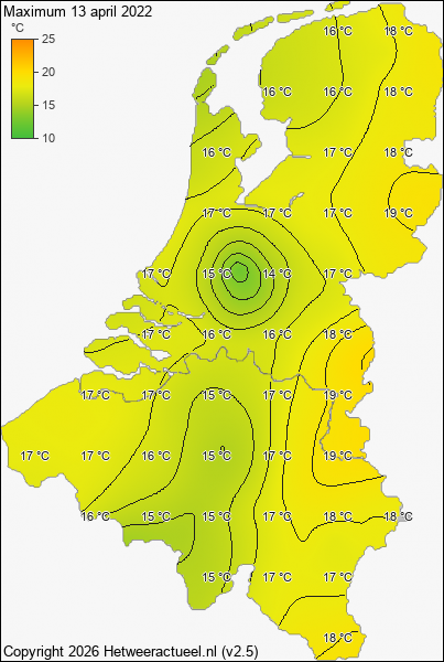 Maximum temperatuur 13 april 2022