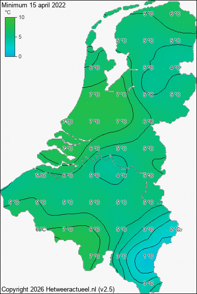 Minimum temperatuur 15 april 2022