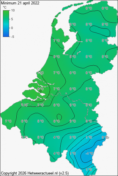 Minimum temperatuur 21 april 2022