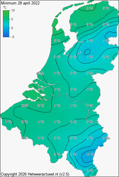 Minimum temperatuur 28 april 2022