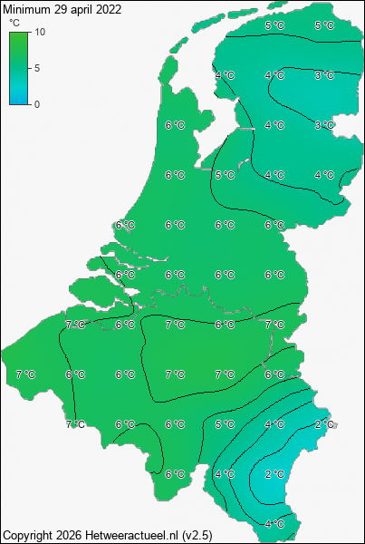 Minimum temperatuur 29 april 2022
