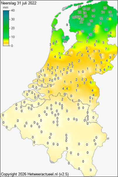 Neerslag 31 juli 2022