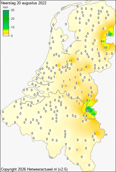 Neerslag 20 augustus 2022
